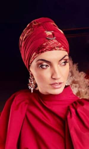 Sienna Boho Turban - Oriental Red Headwear by Christine